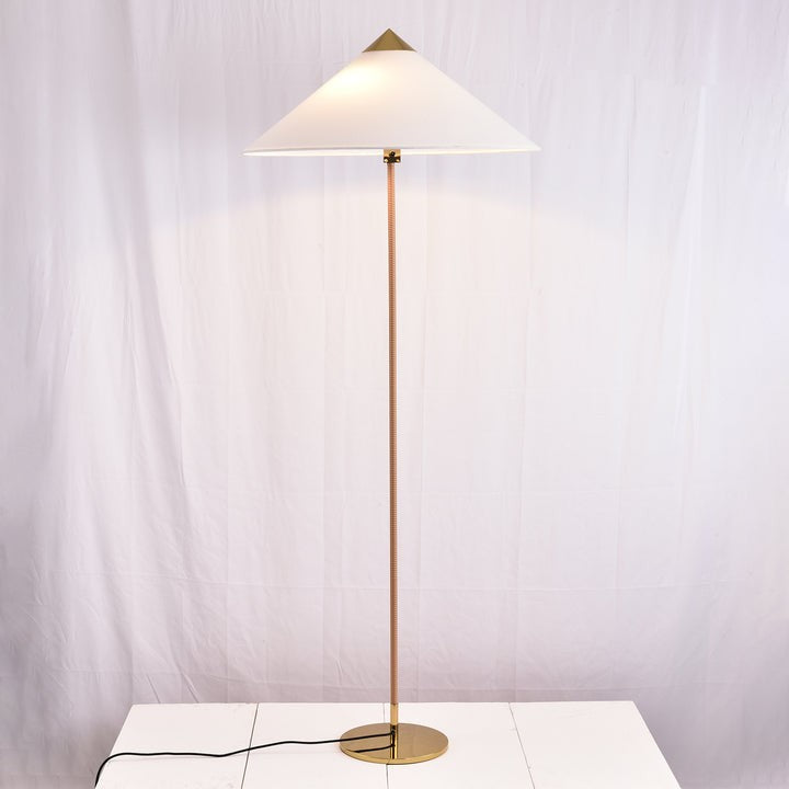 Rattan Stem Floor Lamp with White Fabric Shade