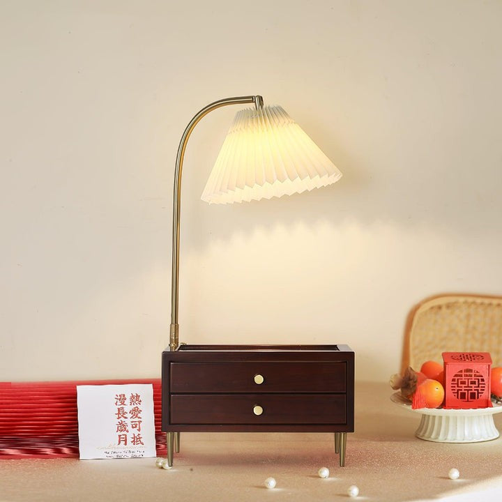 Reclaimed Wood Table Lamp with Drawer Storage