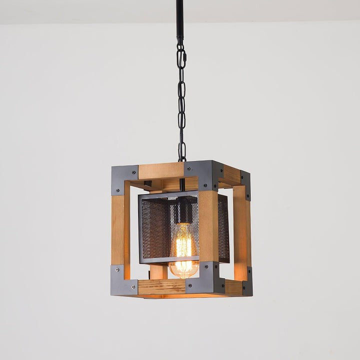 Rectangular Wood & Metal Kitchen Island Pendant Light