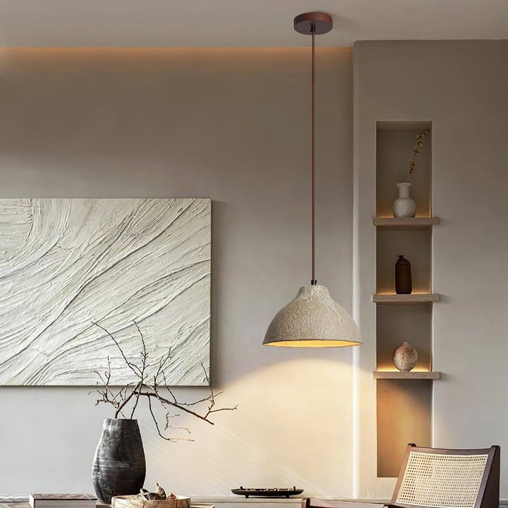 Retro Ceramic Pendant Light with Rustic Wabi-Sabi Finish
