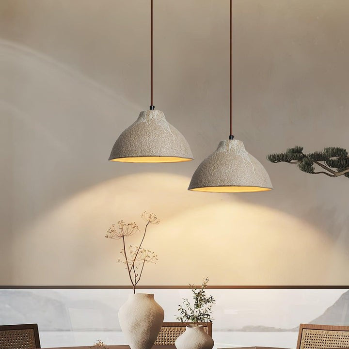 Retro Ceramic Pendant Light with Rustic Wabi-Sabi Finish