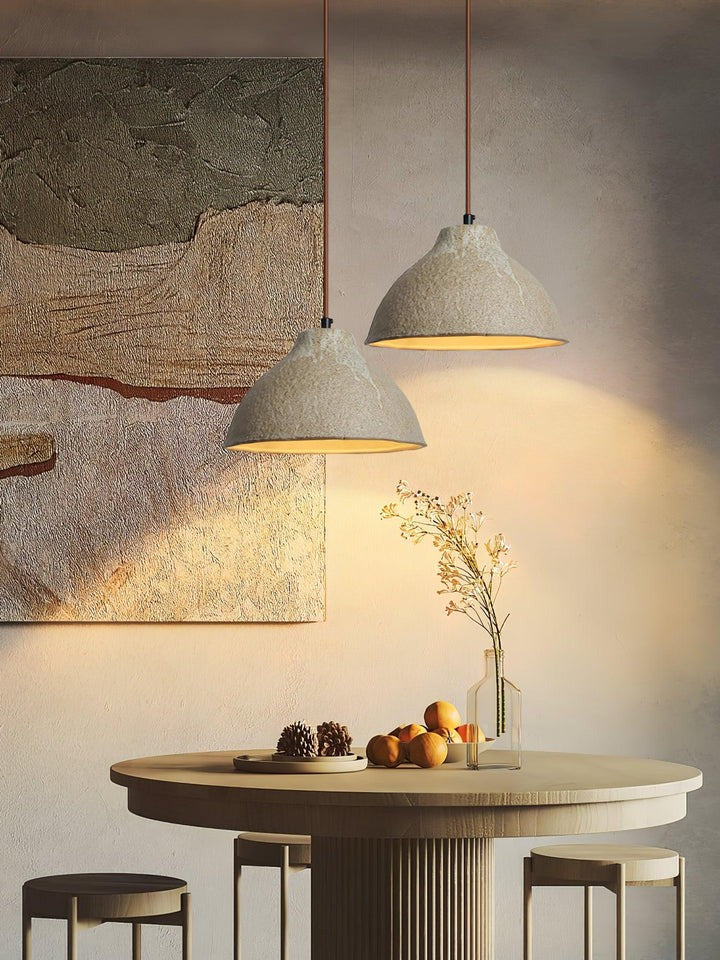 Retro Ceramic Pendant Light with Rustic Wabi-Sabi Finish
