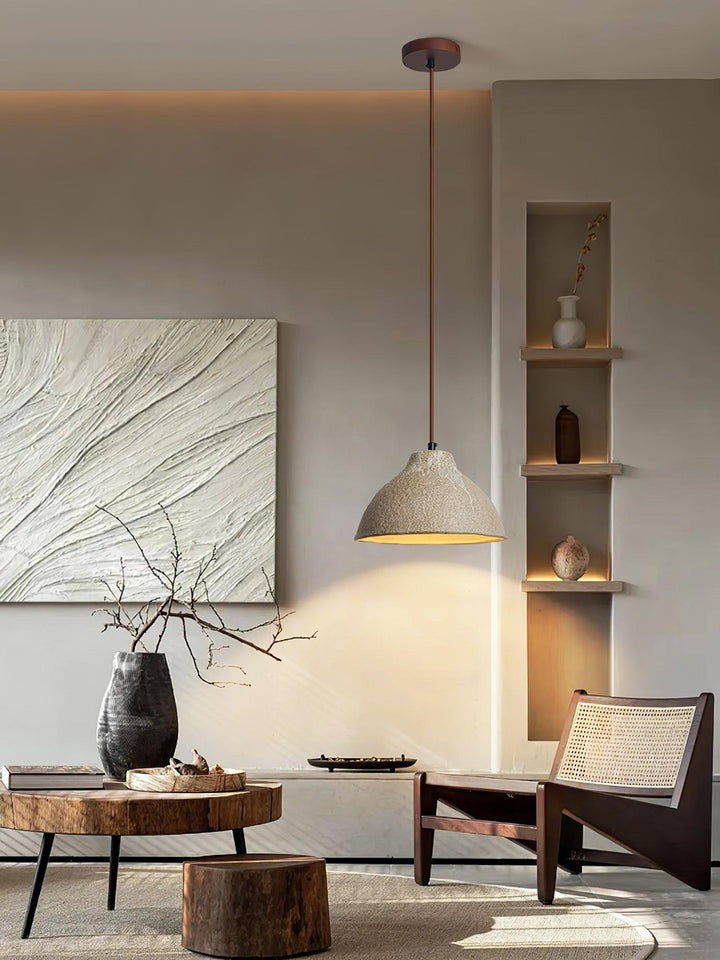 Retro Ceramic Pendant Light with Rustic Wabi-Sabi Finish