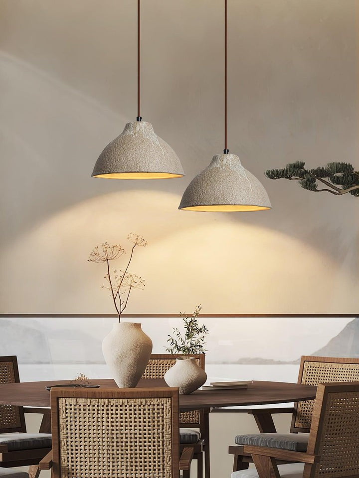Retro Ceramic Pendant Light with Rustic Wabi-Sabi Finish