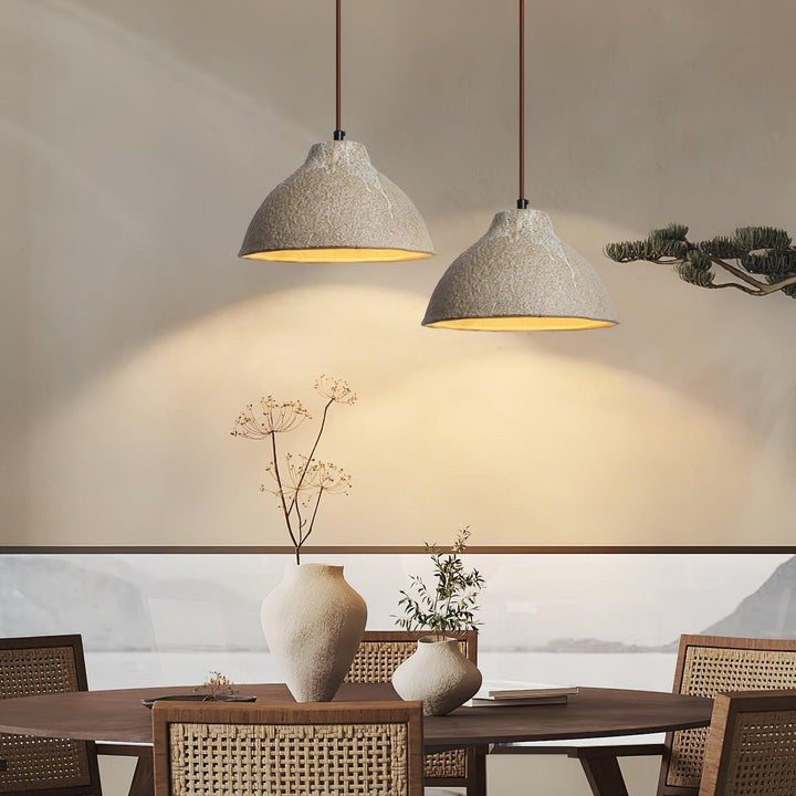 Retro Ceramic Pendant Light with Rustic Wabi-Sabi Finish