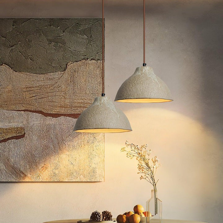 Retro Ceramic Pendant Light with Rustic Wabi-Sabi Finish