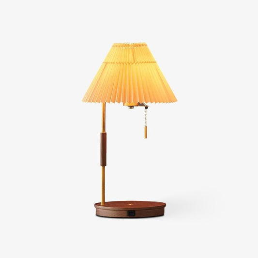 Retro Mahogany Table Lamp with Brass Accent