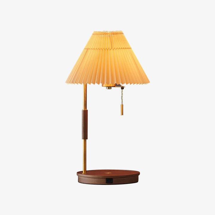 Retro Mahogany Table Lamp with Brass Accent