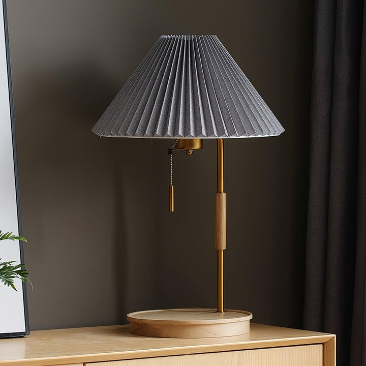 Retro Mahogany Table Lamp with Brass Accent