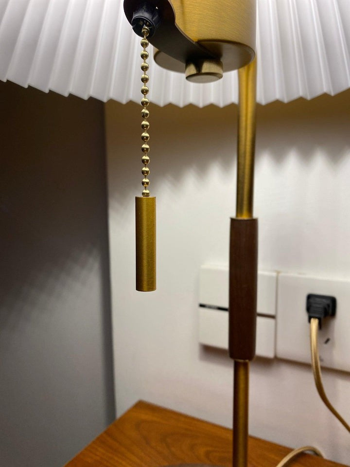 Retro Mahogany Table Lamp with Brass Accent