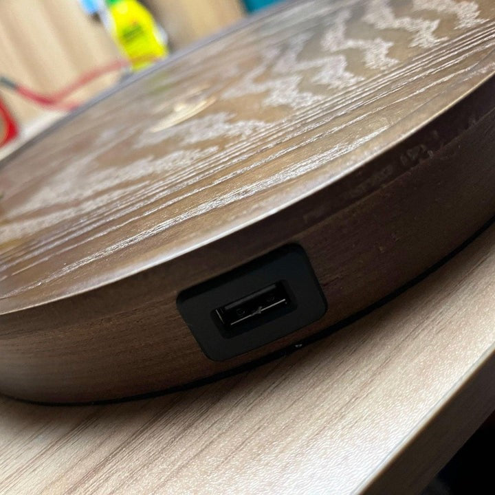 Retro Mahogany Table Lamp with Brass Accent