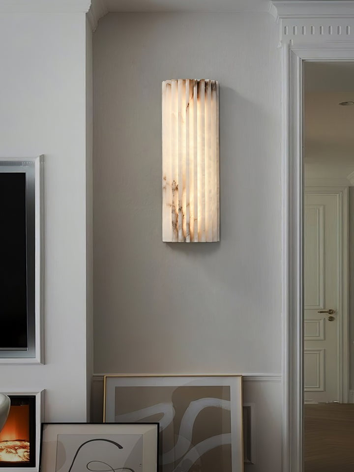 Ribbed Alabaster LED Wall Sconce