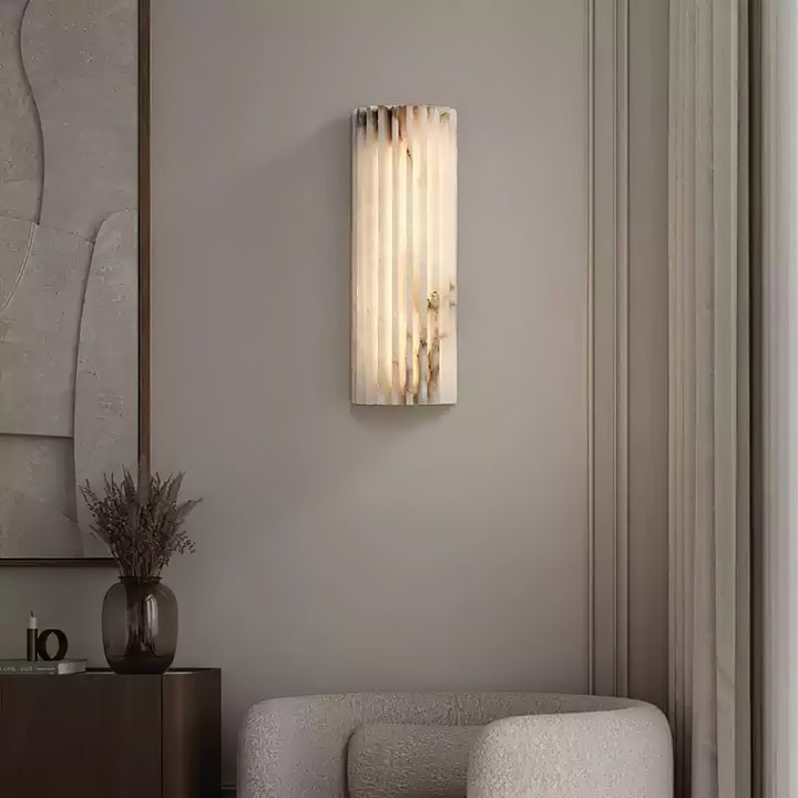 Ribbed Alabaster LED Wall Sconce