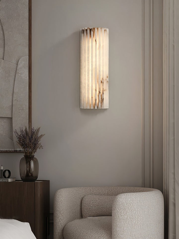 Ribbed Alabaster LED Wall Sconce