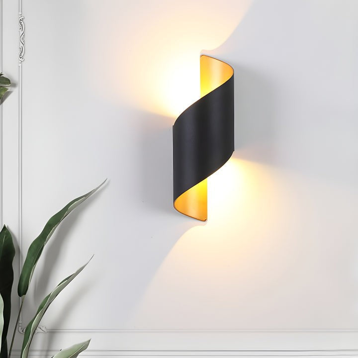 Ribbon-Style Dual LED Wall Sconce in Black and Gold
