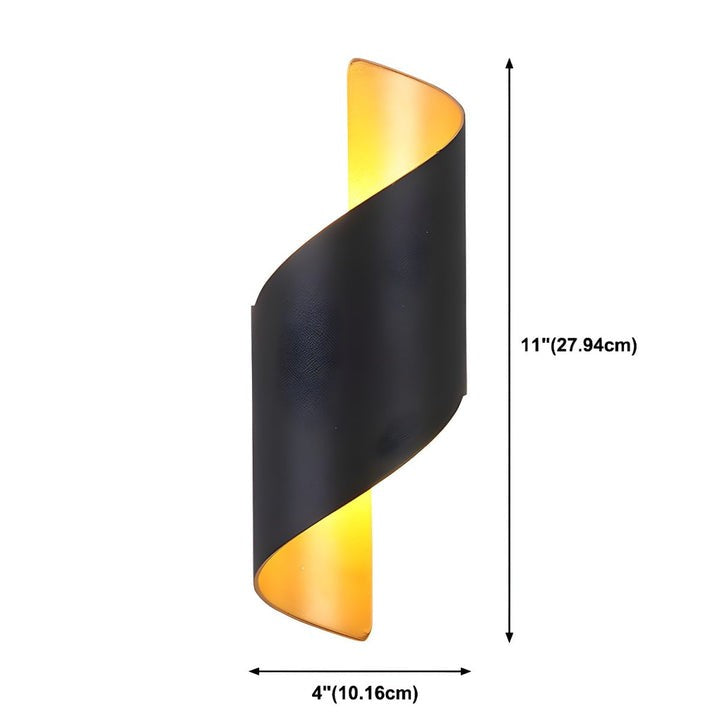 Ribbon-Style Dual LED Wall Sconce in Black and Gold