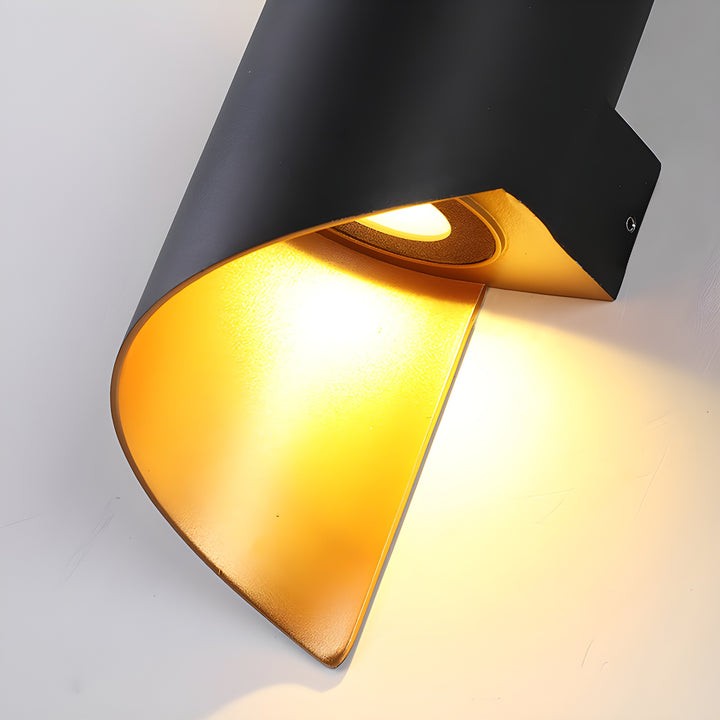 Ribbon-Style Dual LED Wall Sconce in Black and Gold