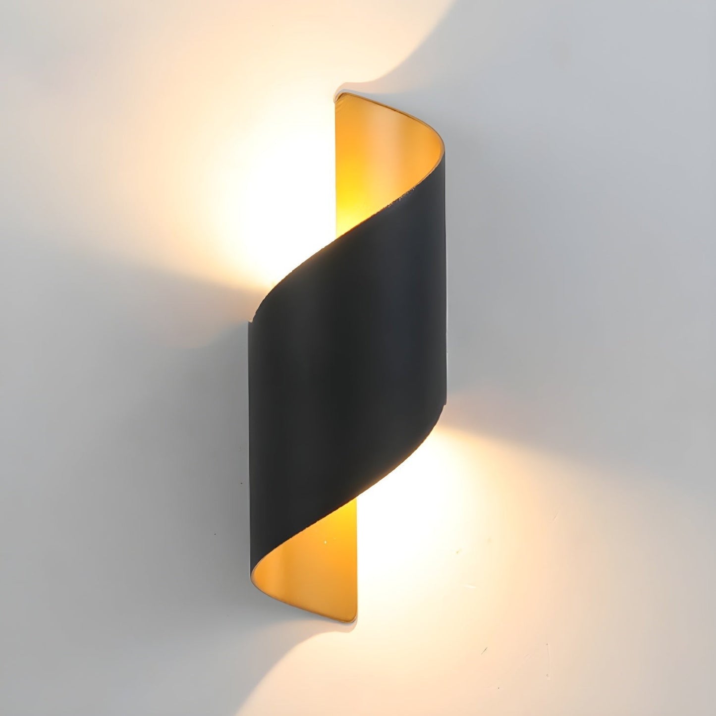 Ribbon-Style Dual LED Wall Sconce in Black and Gold