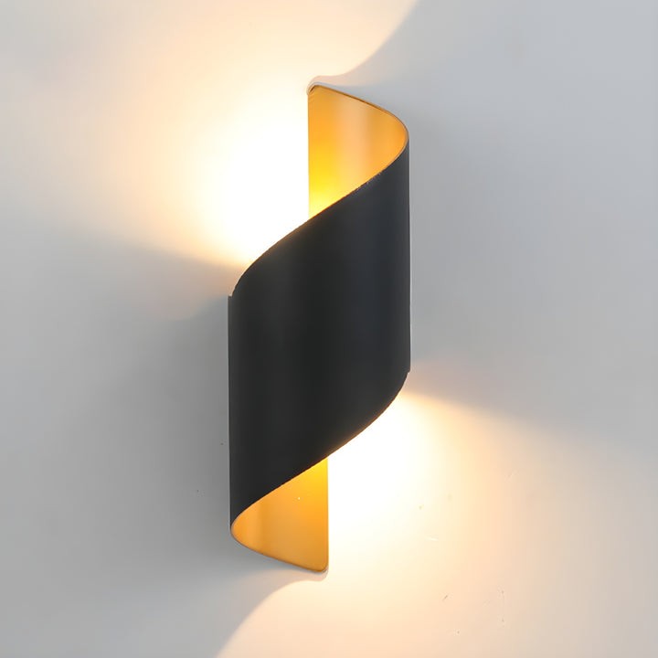 Ribbon-Style Dual LED Wall Sconce in Black and Gold