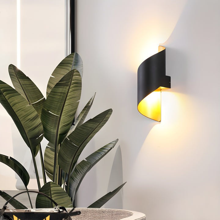 Ribbon-Style Dual LED Wall Sconce in Black and Gold