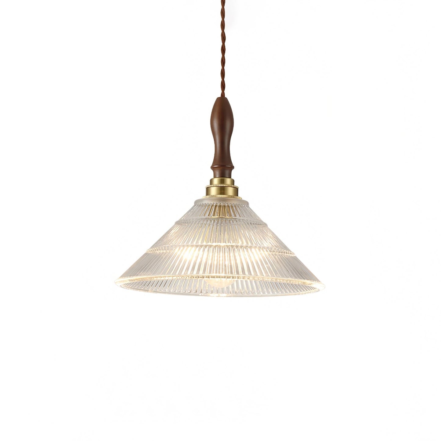 Ripple Glass Pendant Ceiling Light with Wood Accents
