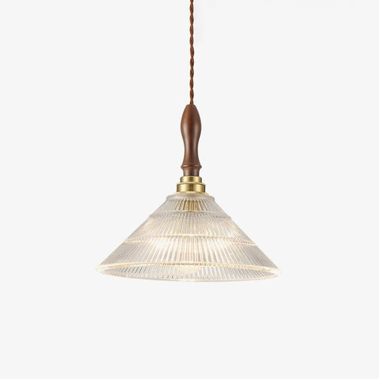 Ripple Glass Pendant Ceiling Light with Wood Accents