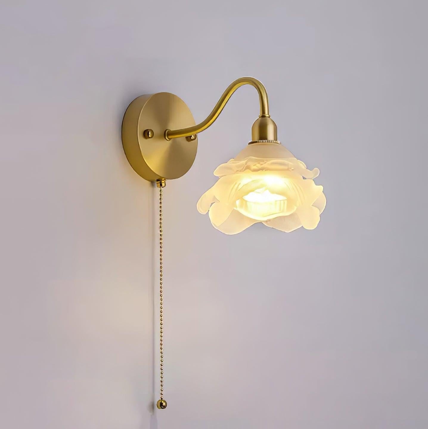Rose-Inspired Brass Wall Sconce