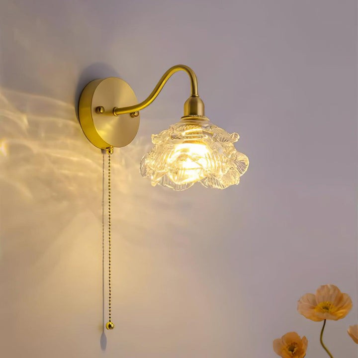 Rose-Inspired Brass Wall Sconce