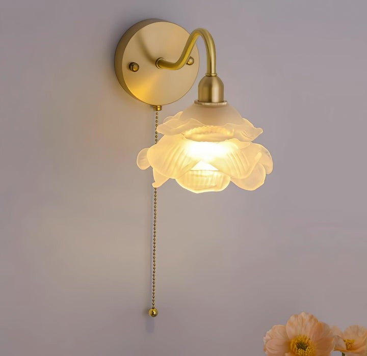 Rose-Inspired Brass Wall Sconce