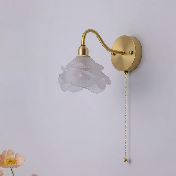 Rose-Inspired Brass Wall Sconce