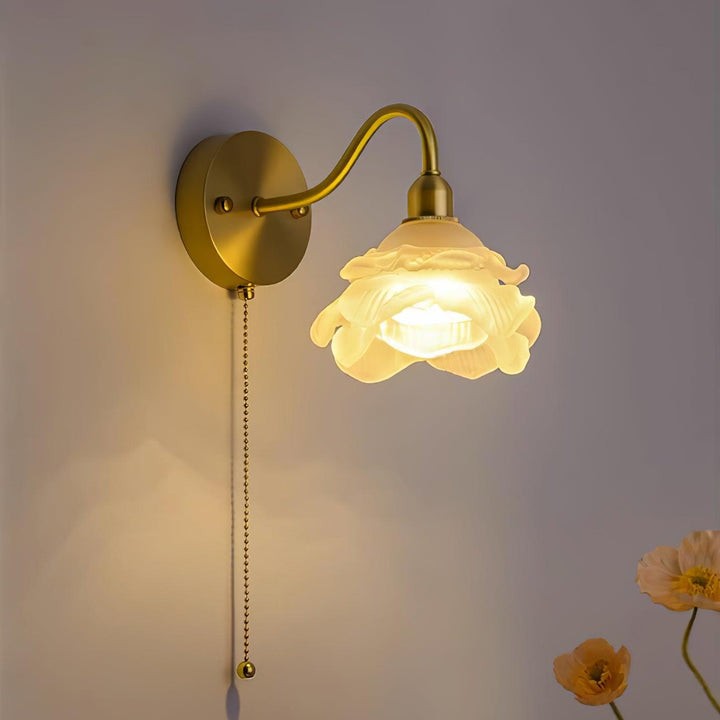 Rose-Inspired Brass Wall Sconce