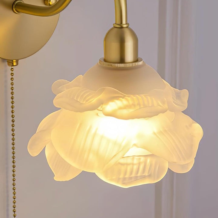 Rose-Inspired Brass Wall Sconce
