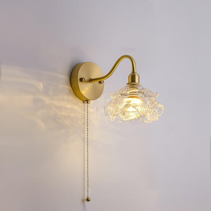 Rose-Inspired Brass Wall Sconce
