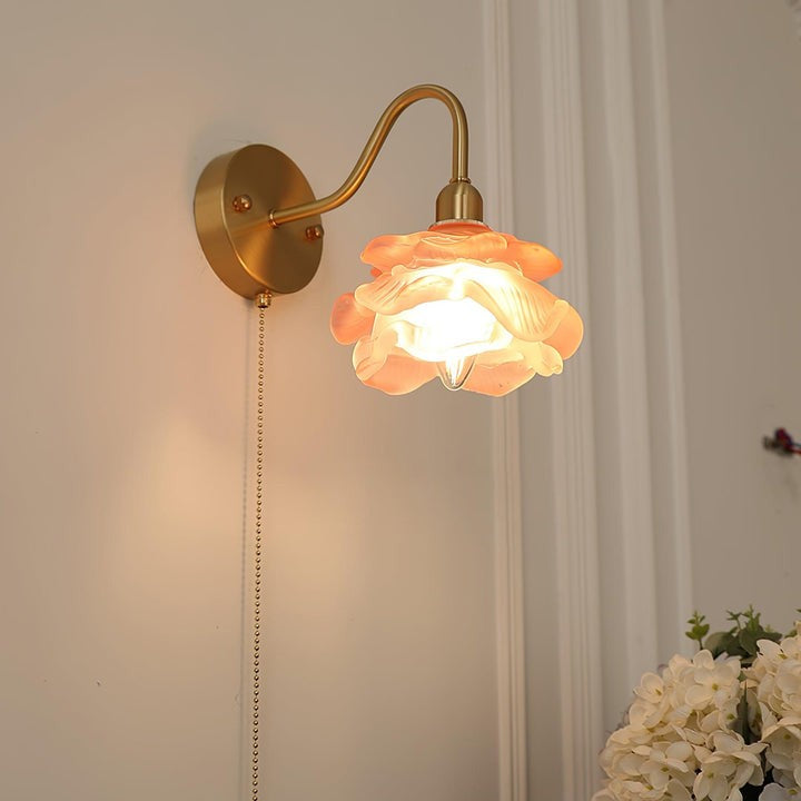 Rose-Inspired Brass Wall Sconce