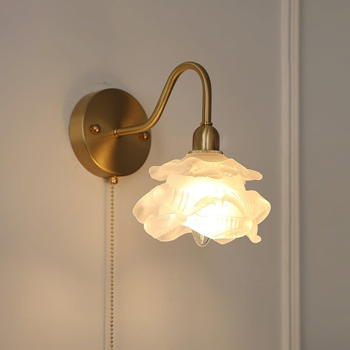Rose-Inspired Brass Wall Sconce