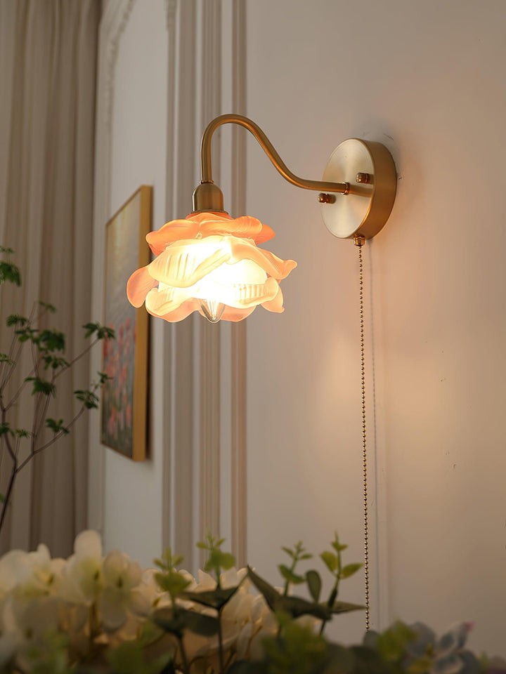 Rose-Inspired Brass Wall Sconce