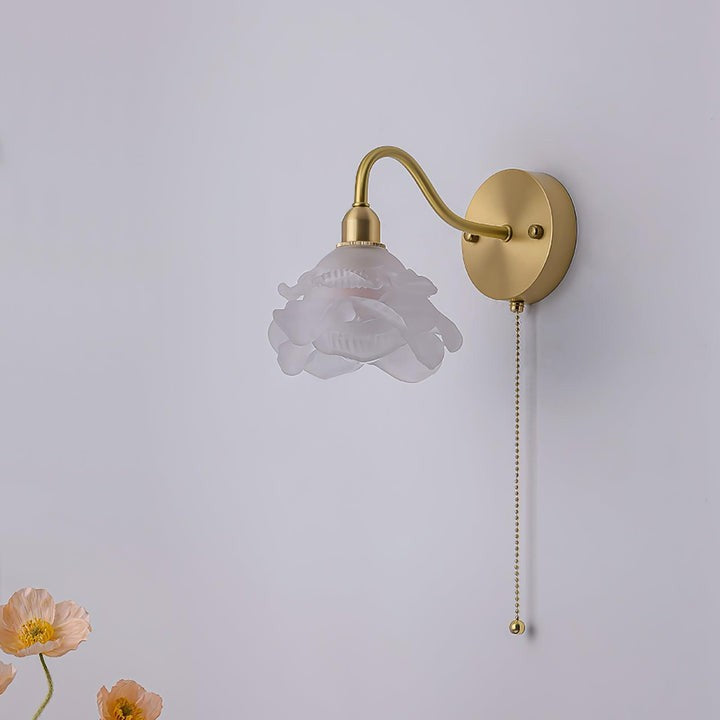 Rose-Inspired Brass Wall Sconce