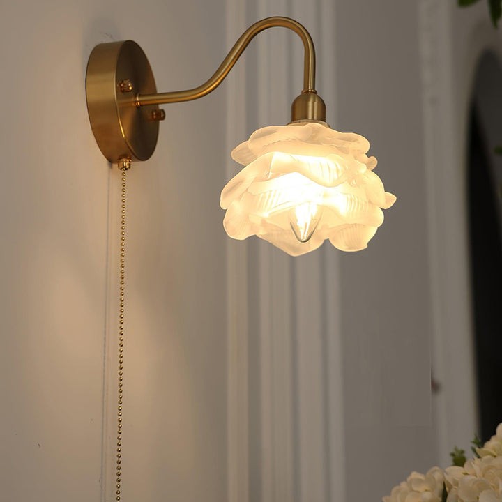 Rose-Inspired Brass Wall Sconce
