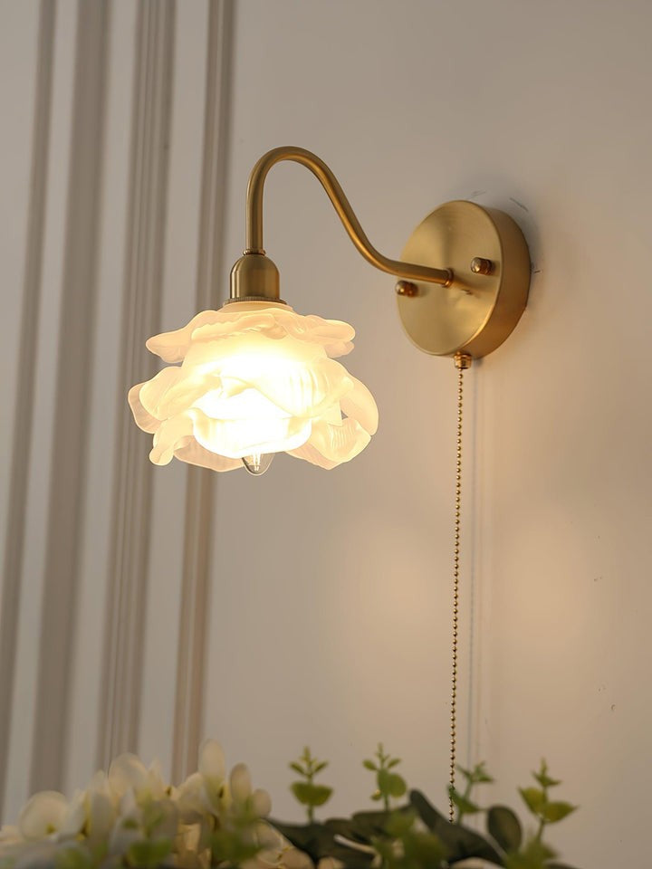 Rose-Inspired Brass Wall Sconce