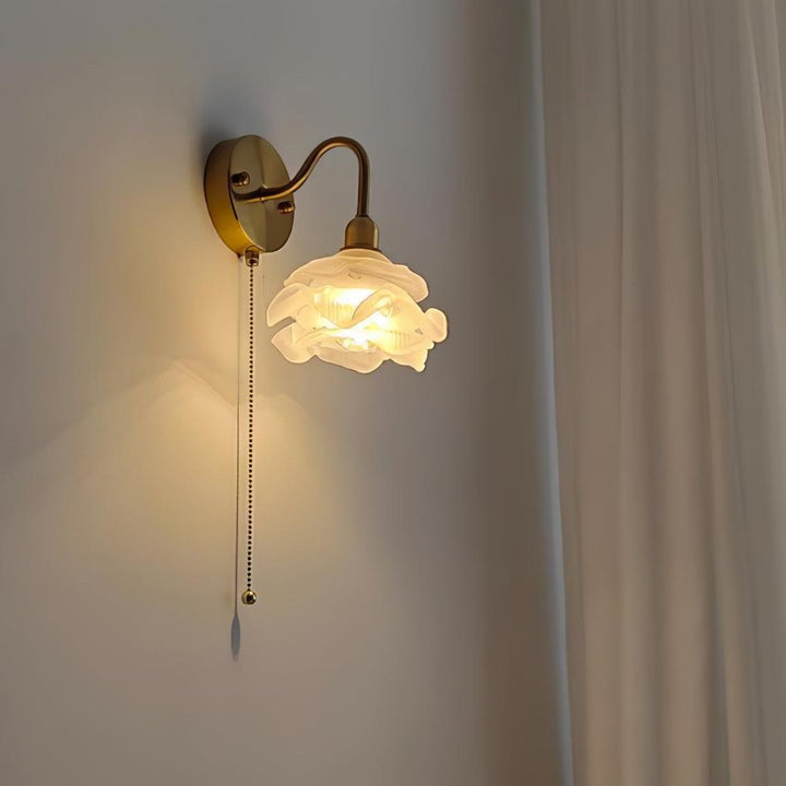 Rose-Inspired Brass Wall Sconce