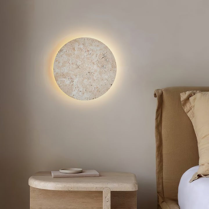 Round Travertine LED Wall Sconce