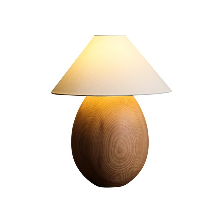 Rustic Wood Table Lamp with Soft Fabric Shade