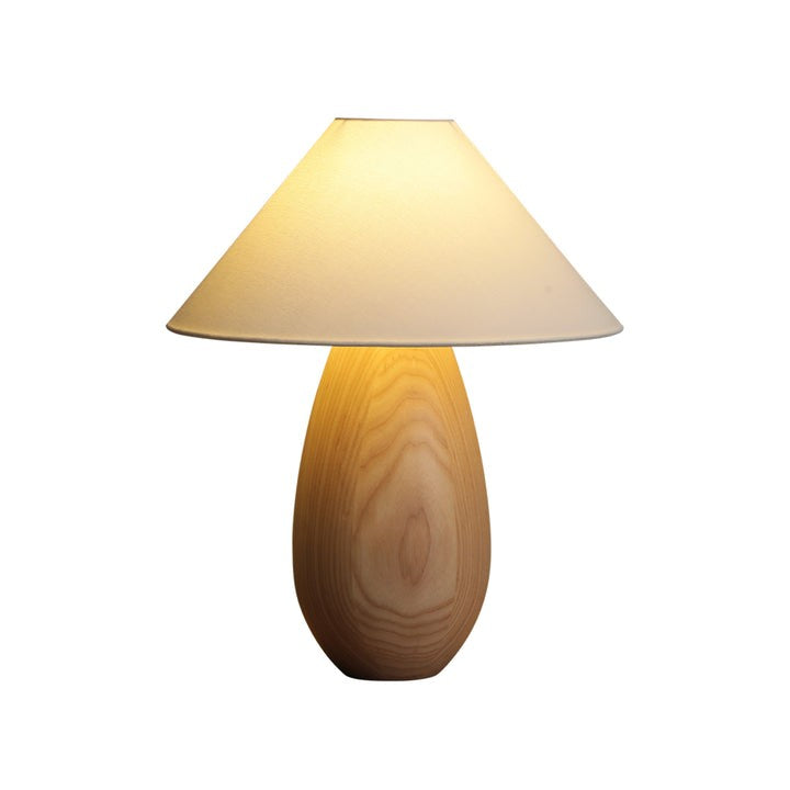 Rustic Wood Table Lamp with Soft Fabric Shade