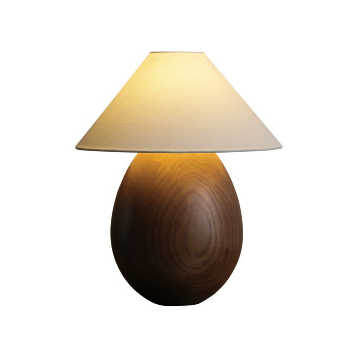 Rustic Wood Table Lamp with Soft Fabric Shade