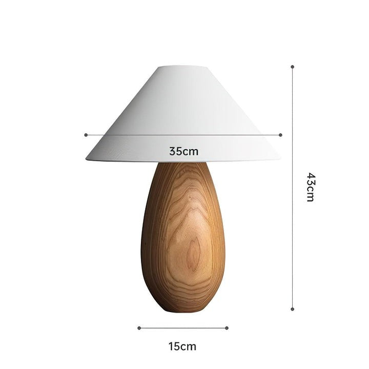 Rustic Wood Table Lamp with Soft Fabric Shade