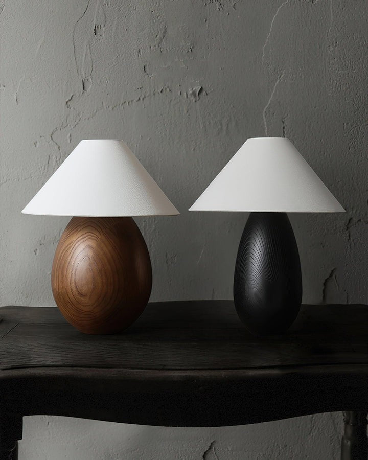 Rustic Wood Table Lamp with Soft Fabric Shade