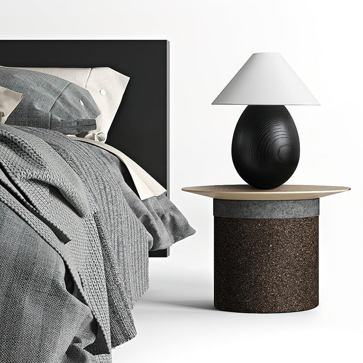 Rustic Wood Table Lamp with Soft Fabric Shade