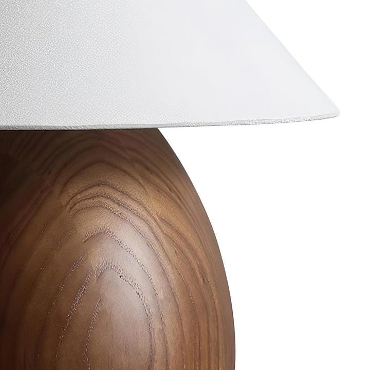 Rustic Wood Table Lamp with Soft Fabric Shade
