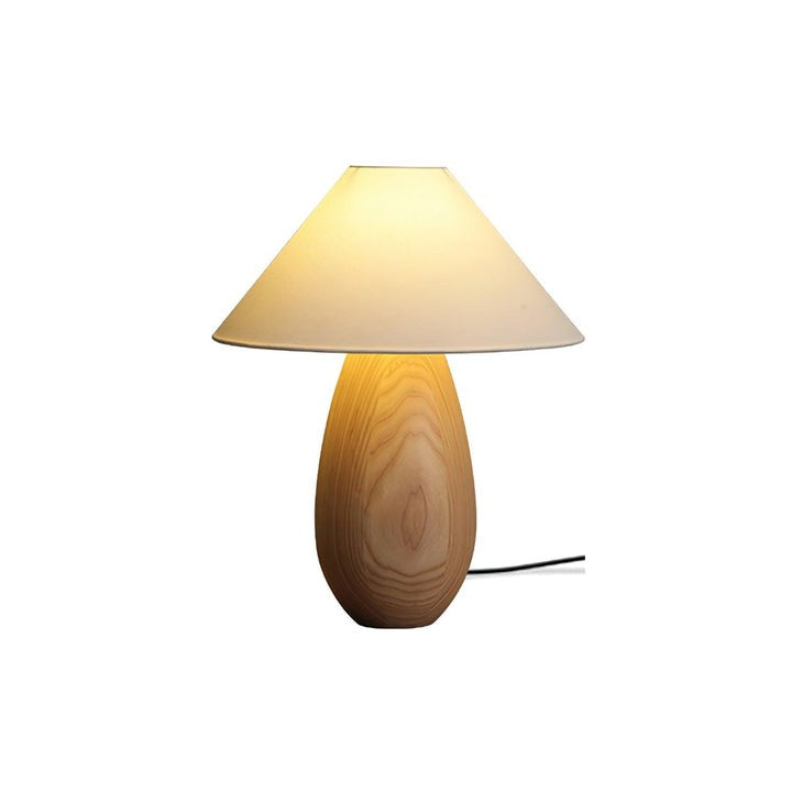 Rustic Wood Table Lamp with Soft Fabric Shade