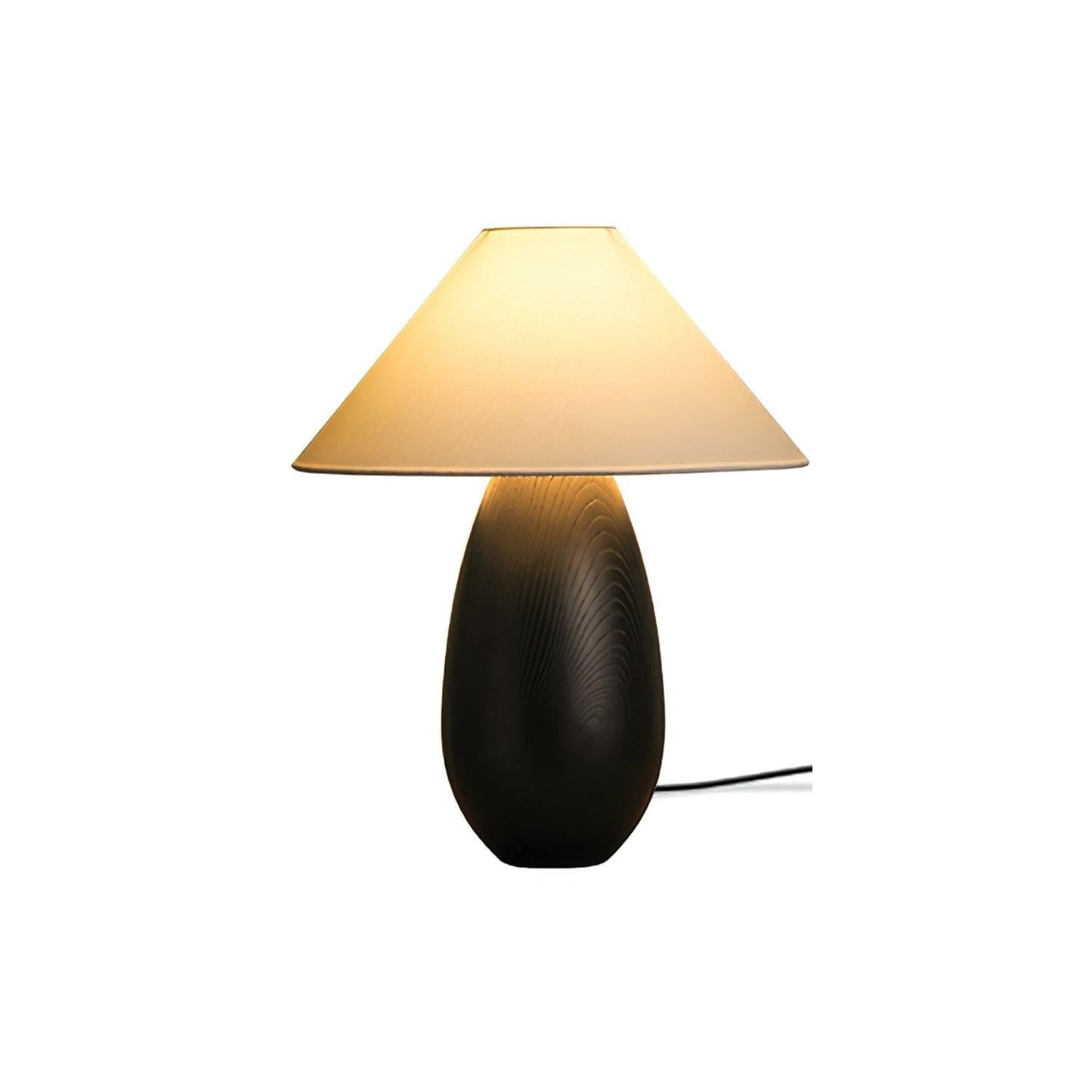 Rustic Wood Table Lamp with Soft Fabric Shade